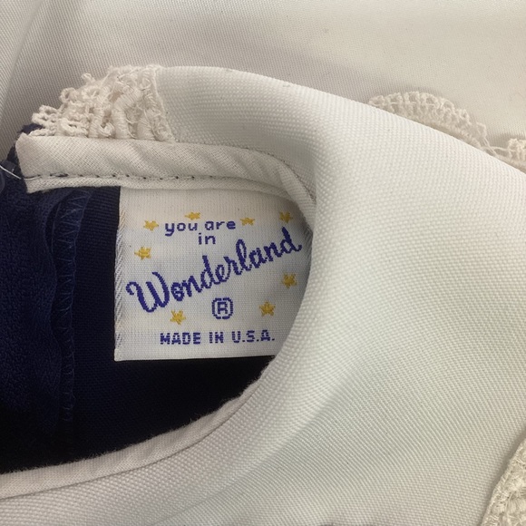 Vintage toddler size 4 Navy Blue white bib pleated dress - Picture 6 of 12